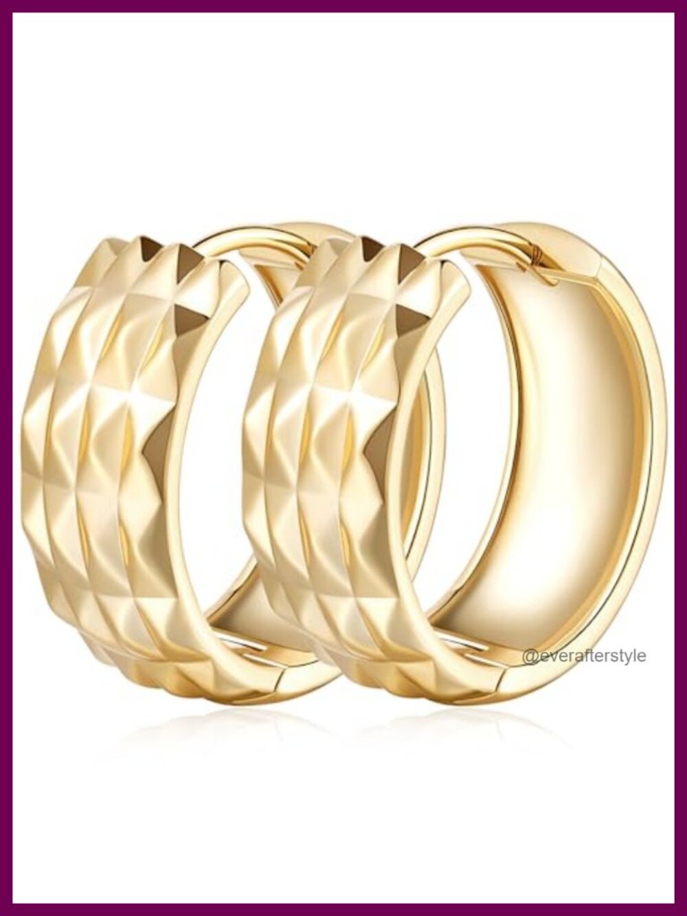 Mesh Texture Gold Plated Hoop Earrings
